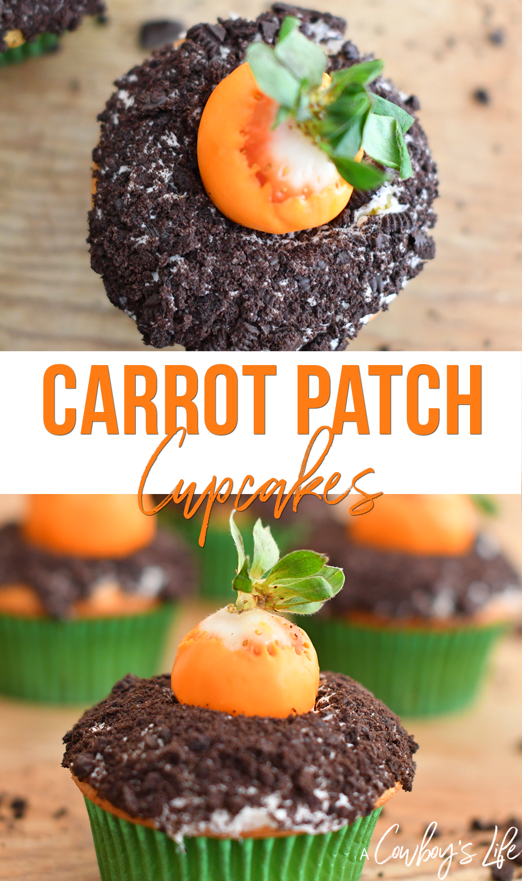 These carrot patch cupcakes are a fun spring dessert! #easter #easterdessert #cupcakes