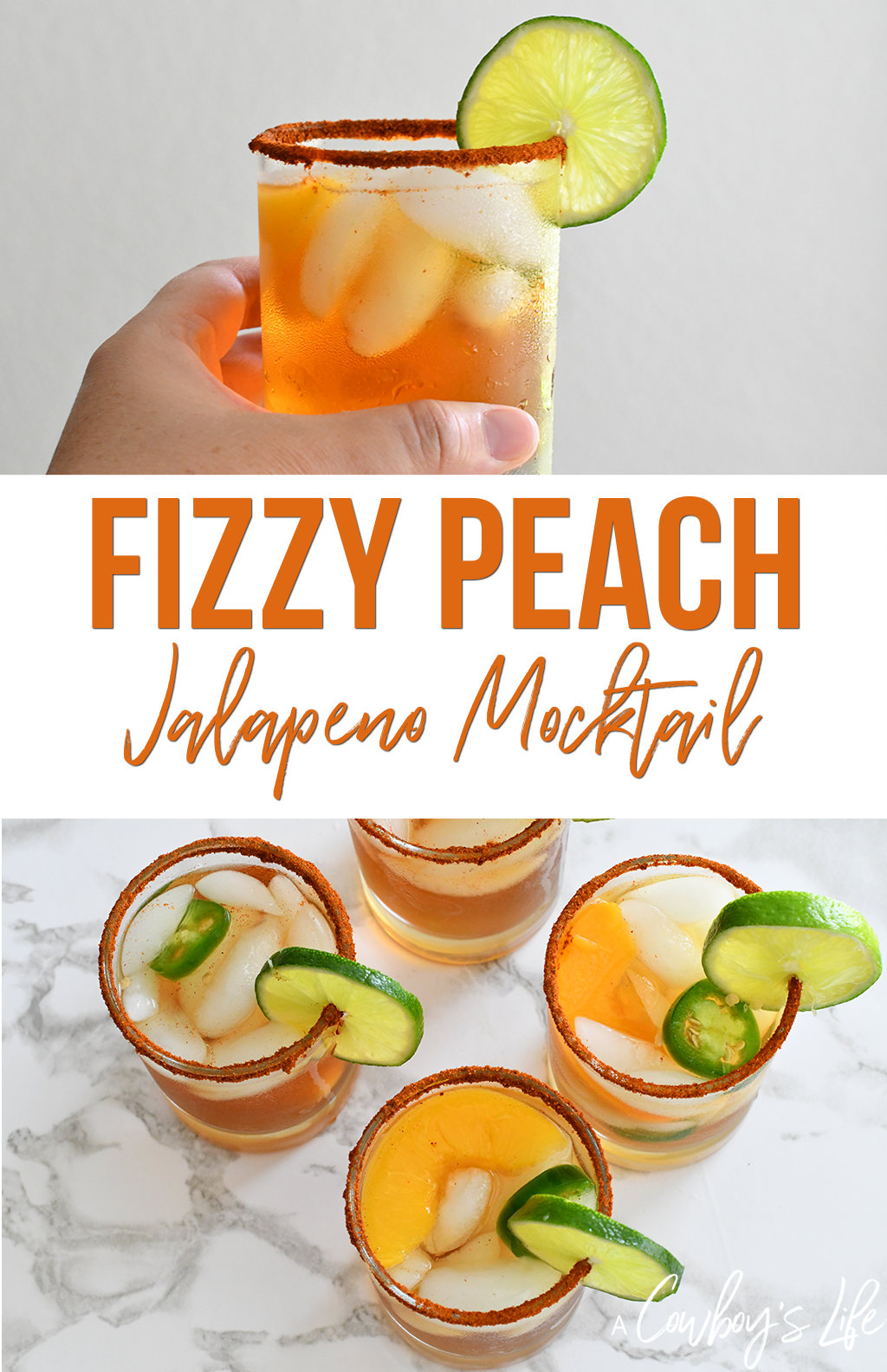 This fizzy peach jalapeño mocktail is a delicious and refreshing drink to enjoy this summer.