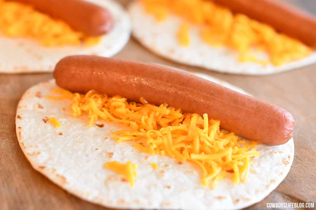 Hot to make tortilla hot dog wraps