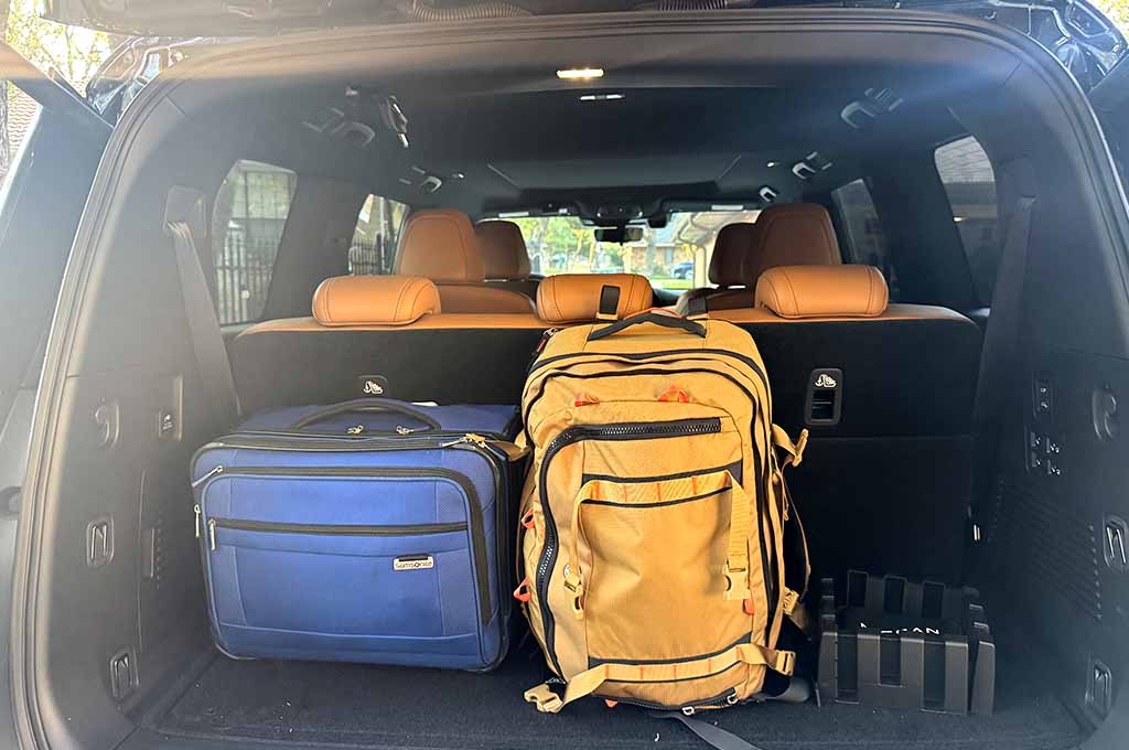 luggage in trunk of SUV